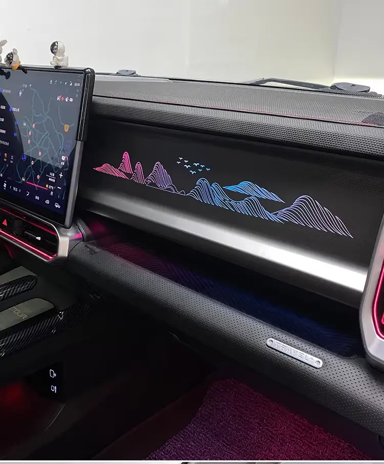 Passanger Screen panel with Ambient Light with design for T2/لوحة شاشة الركاب مع الإضاءة المحيطية لسيارة مع التصميم